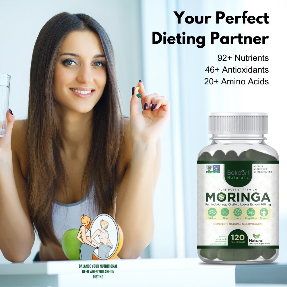 thumbnail image 2 of 120 Capsules Moringa Leaf Organic Extract – 1000mg Serving – Immune & Digestive Support 2 of 5