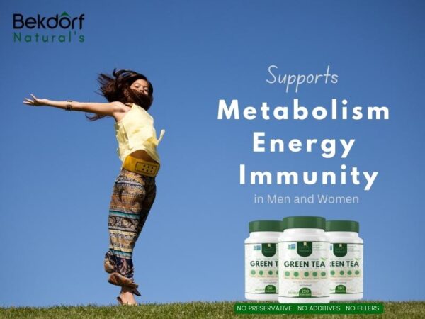 BEKDORF NATURAL’S PURE GREEN TEA (Preservative free)-1000 MG Vegan Capsules - Healthy metabolism & Antioxidant